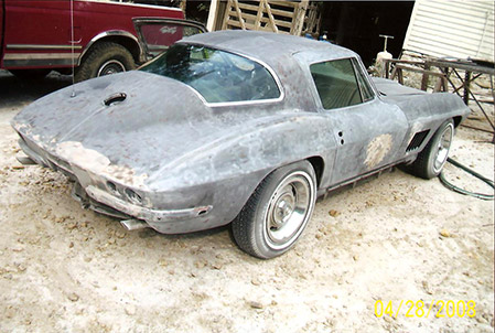 country celebrity's corvette after sandblasting